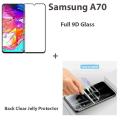 Samsung Galaxy A70 Full Black 9D5D6D10D11D21D Tempered Glass Screen Protector Full Glue Edge To Edge + Back Clear Jelly Protector Soft Film Protection Hydrogel Film Protector For Samsung Galaxy A70. 
