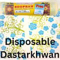 RAZI. 25 sheets Disposable Dastarkhwan Sufra Disposable Table Sheet Cover 2 Color Printed Soofrah Perforated Plastic Sheet Roll Picnic Mat, Table linen , table cloth, table mat. 
