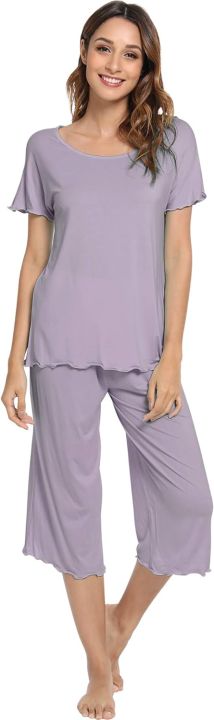 Soft Bamboo Pajamas for Women | Plus Size Loungewear Set | Short Sleeves Nightwear For Woman And Girls Night Suit