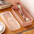 1PC Stackable Plastic Utensil Organizer with Lid - Moisture-Proof Cutlery Storage Box for Spoons, Forks, Chopsticks - Kitchen Accessory Dish Rack. 
