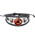 [ New ] Naruto Sharingan Leather Bracelet Male and Female Students Anime Peripheral Retro Punk Woven Hand Strap Hand Jewelry. 