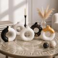 Donut Shape Ceramic Vase, Modern Luxury Home Decor, Perfect for Fresh or Artificial Flowers. 
