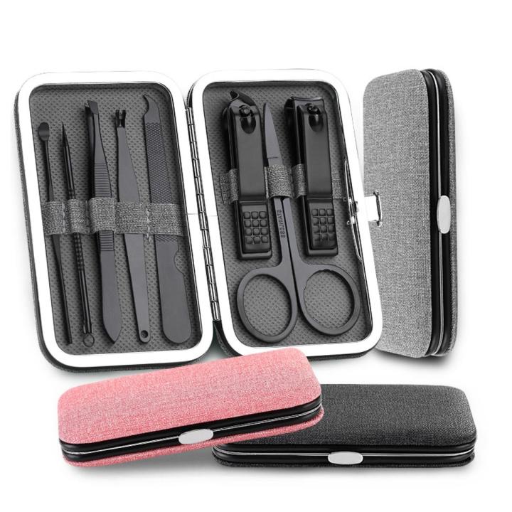 Manicure Set Nail Clippers Tools Household Black Stainless Steel Ear Spoon Nail Cutters Scissors Kit For Manicure Tools