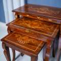 Wood Valley-Wooden Nesting Solid Top White Inaly Victoria Legs Set Of 3-Wooden Coffee Table-Premium Quality-Chinioti Furniture-Customizable. 