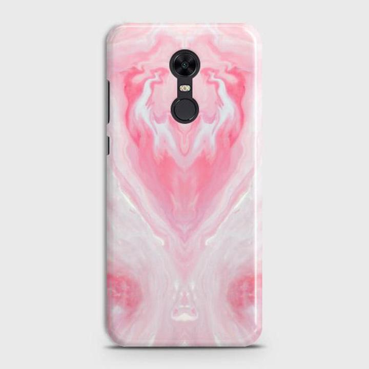 Xiaomi Redmi 5 Plus Cover Case White and pink marble  Hard Cover- Design 21 Cover