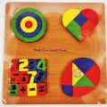3D Wooden Number Puzzles with Pictures (1 to 20) / ABC Puzzle Plate for Children, Educational Learning Board Craft Rainbow Puzzle. 