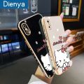 dienya For IPhone Xs Max Case New Design Side Square Edge Phone Case Pattern Plating Silicone Casing Cartoon Kitty Full Cover Camera Shockproof SoftCase Protection Cases. 