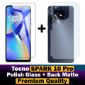 Tecno Spark 10 Pro Glass Protector Polish Screen Tempered + Back Protector Carbon Fiber Matte Soft Skin Sheet For Spark 10 Pro - HongKongMobiles. 