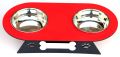 New Style Wooden Pet Bowls Stand in Red & Black Contrast for Food & Water. 