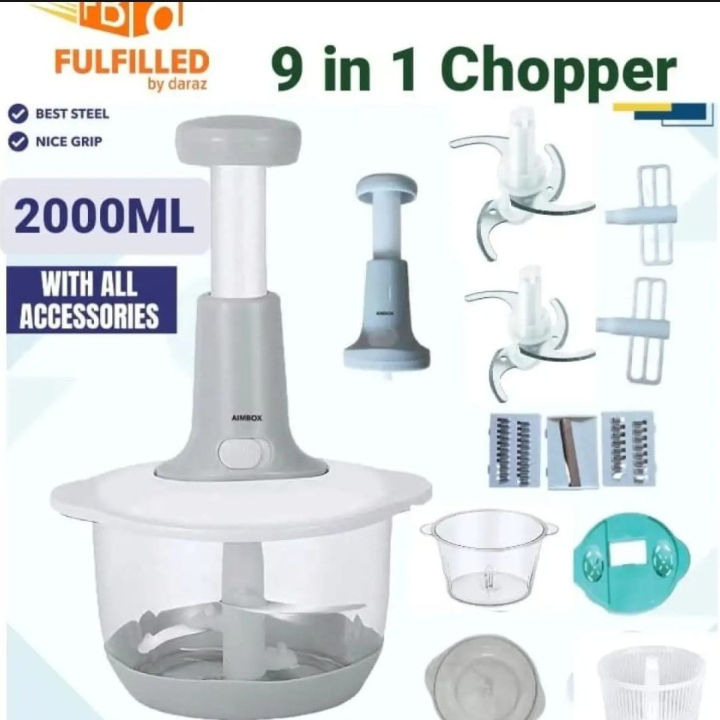Hand chopper Manual Food Chopper, 1500ML Speedy Chopper with 3 Curved Stainless Steel Blades, Handheld Vegetable Chopper/Mincer/Blender to Chop Fruits Onions/Nuts/Ginger/Herbs/Garlics/Vegetables