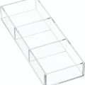 3 Section Acrylic Drawer Organizer Tray, Clear Desk Makeup Tray Organizer for Drawer, Office Shallow Drawer Organizer(11.8x4.3 inch). 