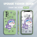 Jizetin for Samsung Galaxy A32 Case Puple Clothing Doraemon Side Design Phone Case Square Edge Pattern Liquid Silicone Cases Full Cover Camera Shockproof Protective Case. 