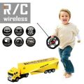 Children's High Speed 2.4G Container Truck Remote Control Rechargeable 1:32 Scale RC Semi Truck Trailer W/ Lights Remote Control Cargo Carrier Outdoor Play & Trucking Adventures Vehicle toy For Boys Kids Best For Gifting. 