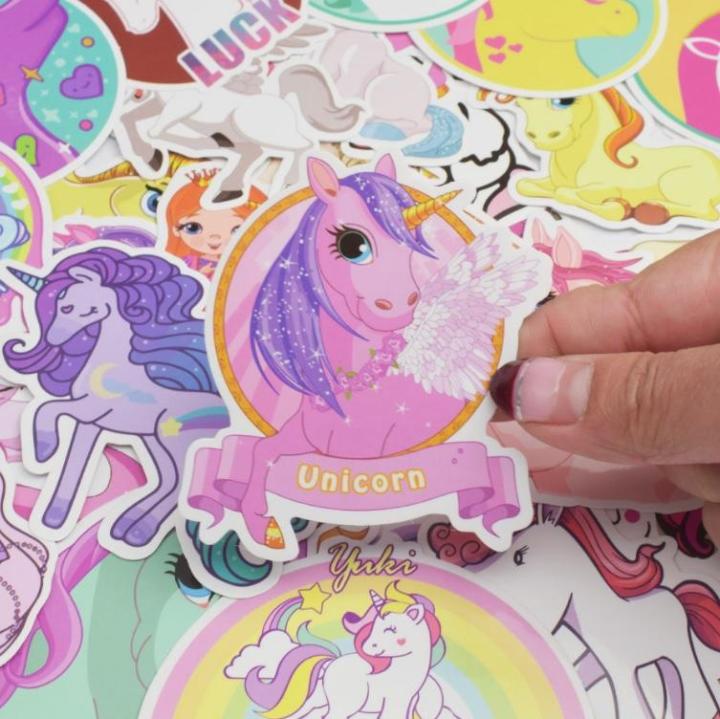 10%20Pcs/Pack%20Unicorn%20Series%20Children's%20Cartoon%20Waterproof%20Stickers%20for%20Laptop%20TV%20Fridge%20Skateboard%20Guitar%20Car%20-%20Image%204