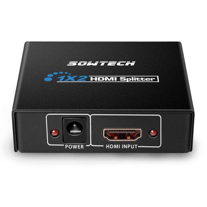 SOWTECH 1X2 HDMI Splitter Version 1.4 Full HD 1080P Powered HDMI Splitter 1 in 2 Out Support 3D for Duplicated_/Mirror Dual Monitor