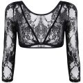 Women Mesh Lace Blouses Casual Long Sleeve V-Neck Smock Crop Tops Lady Bottoming Shirts Fashion See-through Flowers Female Shirt. 
