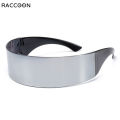 Future Wrap Around Rimless Sunglasses Women Men Weird Siamese Halloween Party Year 2000s Kilo Hacker Y2K Technology Sun Glasses. 
