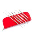 Dexam 6-pieces Dermatologist Set Professional Stainless Steel Beauty Kit Blackhead Blemish Remover Pimple Acne Spot Needles Pore Cleaner Zit Removing Tools For Nose Face - With Red Organized Case. 