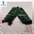 Women's Girl's Black Winter Velvet Gloves With Frr Cuff On Wrist. 