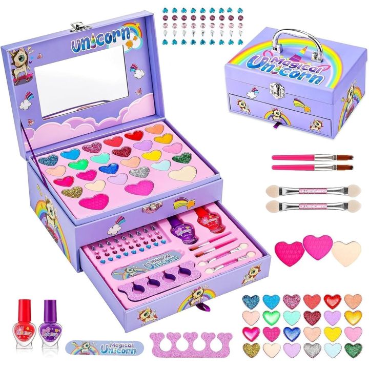 Unicorn Kids Makeup Kit for Girls, Real Makeup Set for Little Girls ...