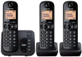 PTCL Wireless Landline Phone plus intercom Trio (03 sets) Panasonic KX-TGC220E with Answering Machine and Free 06 new rechargeable cells. 