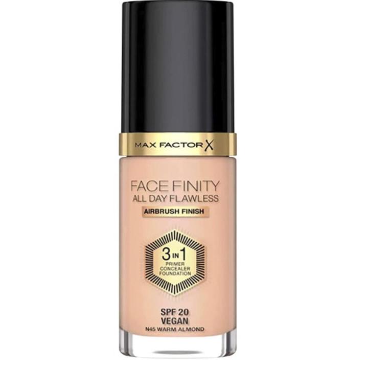 Max Factor Facefinity All Day Flawless Flexi-Hold 3in1 Foundation - SPF 20, Shade 45 Warm Almond - Beauty by Daraz