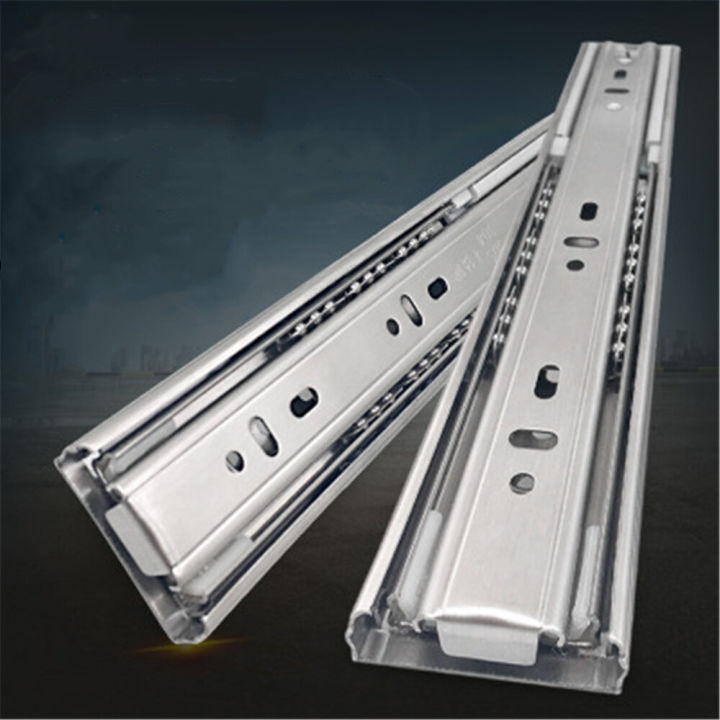 Cabinet damping slide rail thickened stainless steel guide rail drawer buffer silent side - #1