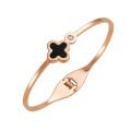 Titanium steel double-sided simple four-leaf clover necklace women's insy tide classic shell pendant network does not fade jewelry. 
