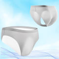 Summer Men's Ultra-thin Ice Silk Briefs Low-rise Seamless 3d U Convex Panties Breathable Translucent Underwear. 