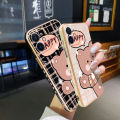 YIWESAN Case For Huawei P20 Case Cartoon Cute Happy Bear Side New Design Phone Case Square Edge Pattern Silicone Softcase Luxury Plating Casing Full Cover Camera Shockproof Protection Cases. 
