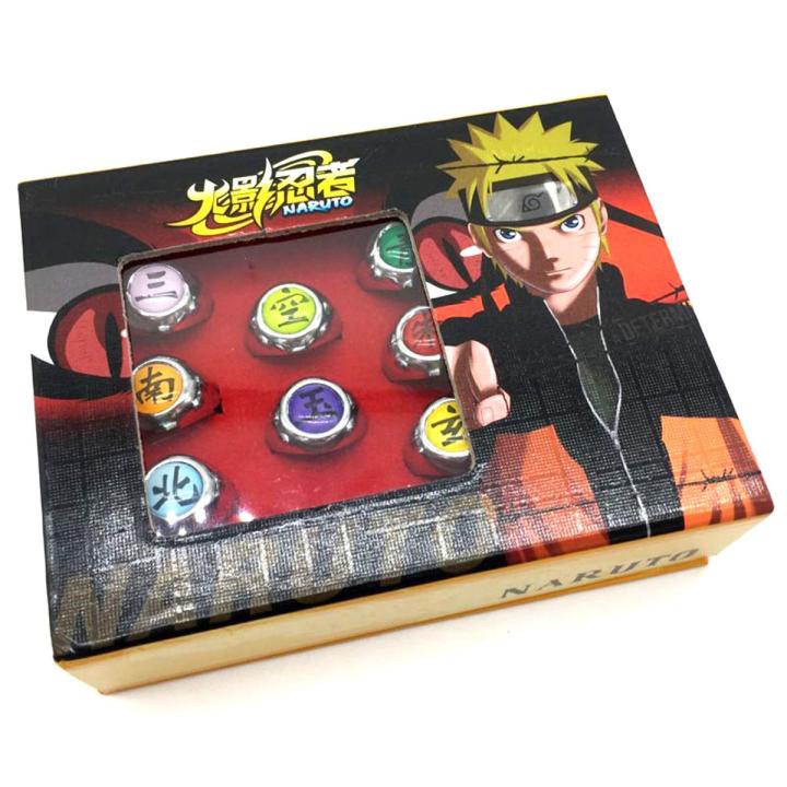 10 pcs  Anime Naruto Akatsuki Members Cosplay Rings Naruto anime rings manga rings. Akatsuki 10 pieces 10 style Anime Cosplay Ring Golden/Silver Ninjaas Ring Akatsuki Itachi Ring Metal Finger Ring Accessories