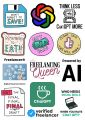 Pack of 4 sheets Programming, aesthetic, coding, social media stickers,"Create, Connect, Code: Aesthetic Stickers for Freelancers, Social Media, and AI Fans"which make your stuff more attractive and beautiful,. 