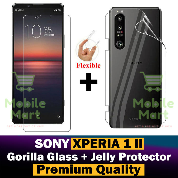 Sony Xperia 1 II Unbreakable Gorilla Flexible Nano Glass Premium High Quality Screen Protector + Back Protector Transparent Hydrogel Soft Film jell Protection For Sony Xperia 1 II