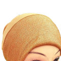 shimmer glitter golden Muslim Headscarf Inner Hijab Caps Wraps Women Islamic Under Scarf Ninja Scarf Ramadan Stretch Cotton Bonnet Caps. 