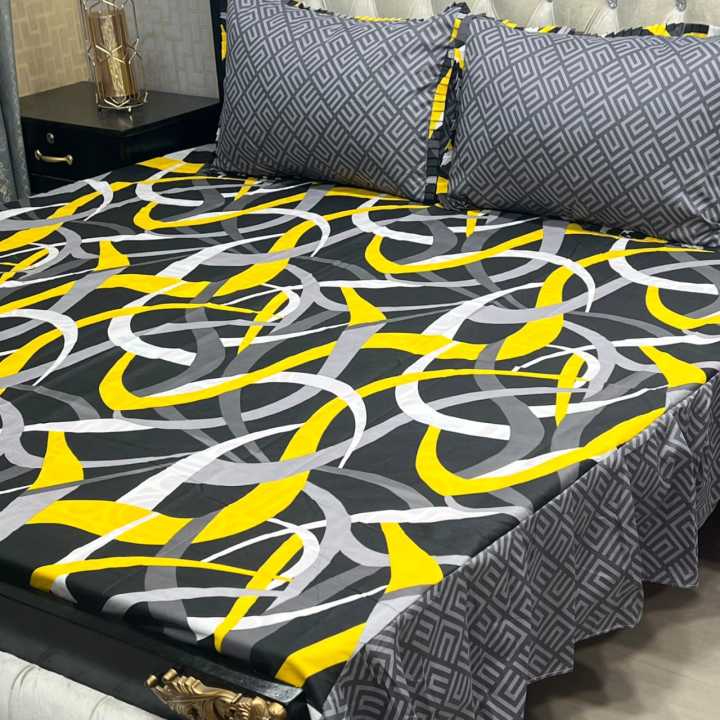 Elegant%20Floral/Leaf/Bamboo%20Pattern%20Cotton%20Bed%20Sheet%20Set%20-%20Soft%20Hypoallergenic%20Fabric%20-%20Double/Queen%20Size%20-%20Image%204