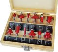 12 Pcs Box-Router Bit Set, 1/4 Inch Shank Milling Cutter Tool Kit with Wooden Case for  woodworking, edging, trimming, grooving, veining wood projects. 