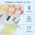 Tezarre TK63 Pro Wireless Keyboard Bluetooth/2.4G/USB Wired 60% Mechanical Gaming Keyboard RGB Backlit PBT Pudding Keycaps Hot-Swappable (Gateron Brown Switch, Off-White, White). 