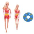 2PCS Doll Clothes Swimwear + Swimming Rings Swimsuits Bikini Beach Bathing Accessories for Barbies,11.8 Inch,BJD Doll,Girl's Toy. 