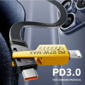 The Tech Dazzle-USB C Cable 4in1 Cable [65W 4 in 1 Charging Cable, 4FT] Flat Braided USB C Charger Cord with Data Transfe, Multi Charging Cable Combo Type C/USB A/Lightning Port for iPhone iPad & Most Devices. 