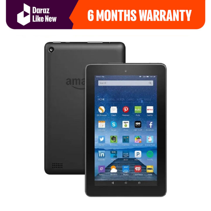 Daraz Like New Tablets – Amazon Fire 7 | 7th Generation | 8 GB Storage | 1 GB RAM | 1.3 GHz quad-core processor | 7″ IPS Display | 2 MP main camera and front-facing cameras with 720p HD video recording| 2980 mAh Battery  - FREE TABLET COVER