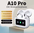 A10 Pro Earbuds - Touchscreen LCD Earbuds, A10 Pro Airpods, Wireless Bluetooth Earbuds Multi Languages Headset Earphone Airpods pro 2 2nd generation High Bass. 