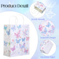 Handle design Butterfly gift bags Elegant Kraft paper material Butterfly print Butterfly treat bags Colorful Bridal goodie bags for Wedding favors Birthday party decorations Baby shower gifts Party. 