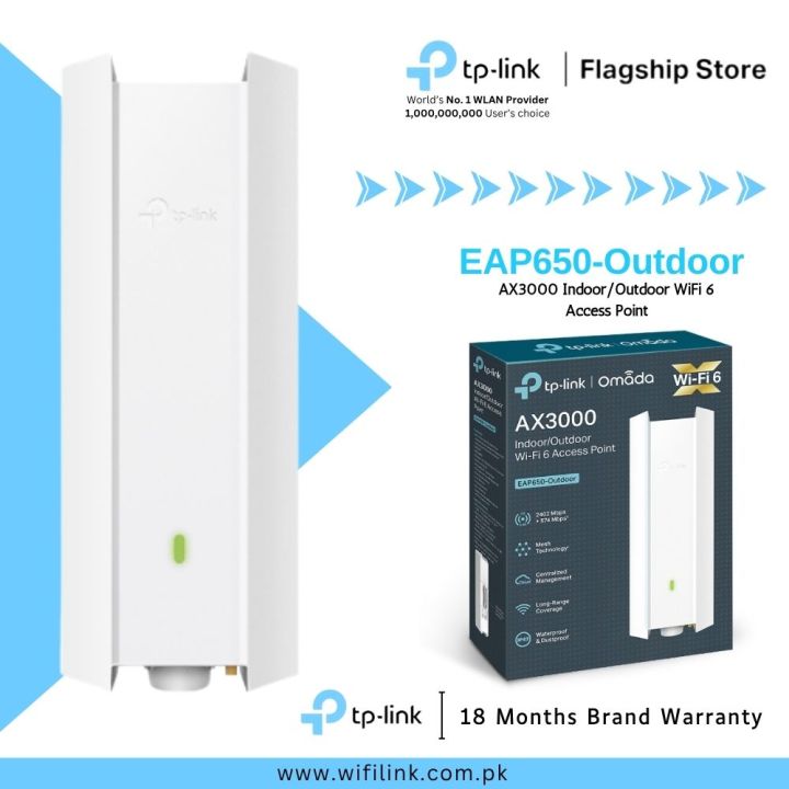 TP-Link Wi-Fi 6 Access Point EAP650-Outdoor AX3000 Indoor/Outdoor WiFi 6 Access Point - 18 Months Brand Warranty