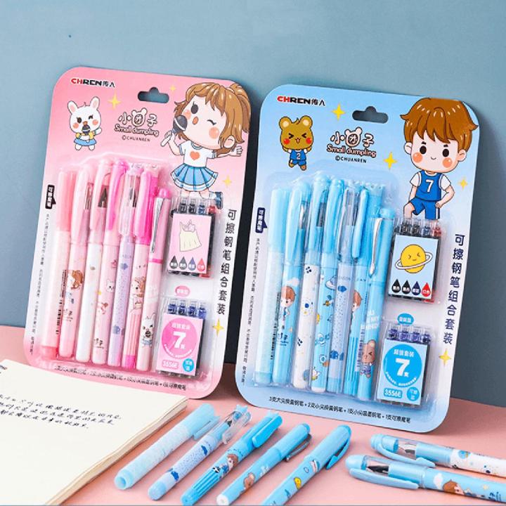 CHREN Cute Fountain Pen Set Of 7 With Ink Refills