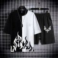 New trendy fired printed black & white premium quality tracksuit for men and boys. 