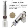 1 Pc Salt and Pepper Grinder, Stainless Steel Push Button Grinder Modern Design Thumb Grinder, for Black Pepper, Sea Salt and Himalayan Salt, Spice and Salt (Silver). 