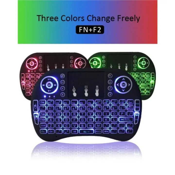Mini Touch Pad Rf 500 Wireless With 3 Colour Backlight Keyboard Mouse ...