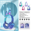 【Fast delivery】 2022 New Wireless Earphones RGB Rabbit Ears Headset with Mic Cute Girls Music Bluetooth Headphones For Children's Gamer Headset. 