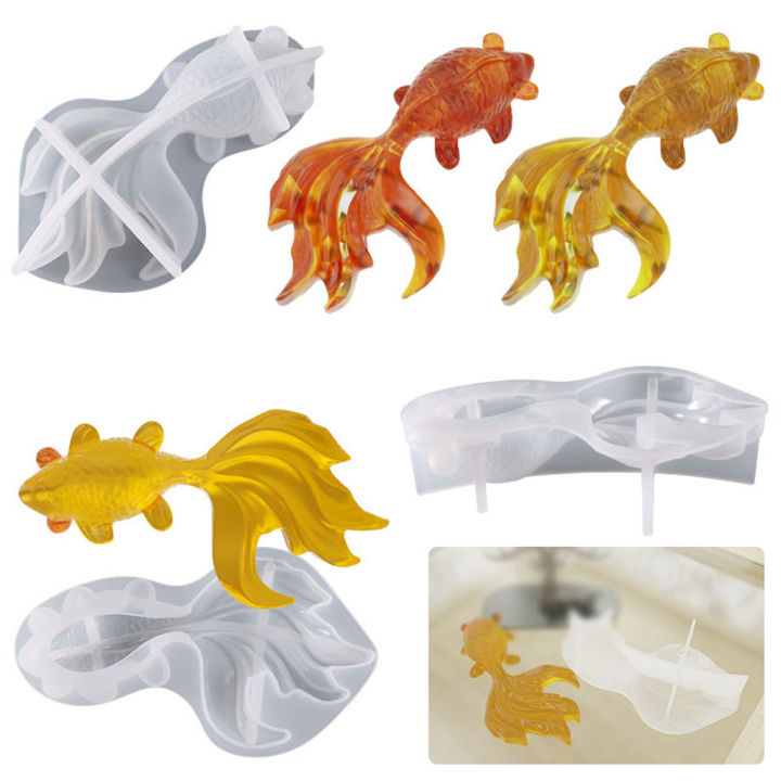 Crystal Handcraft Koi Fish Epoxy Mould Goldfish Table Jewelry Silicone Mold DIY Home Decoration Epoxy Crystal