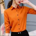 Xee's Collection Orange Cotton Long Sleeves Casual Shirt For Women Xe-ORG. 
